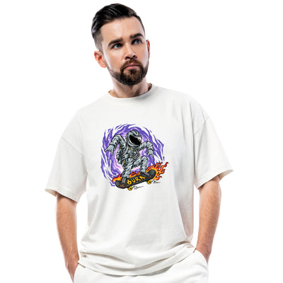 Unisex Oversized Tee Shirt Skater & Spaceship Graphic