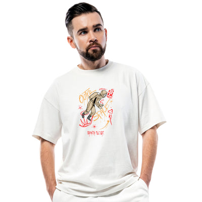 Outer Space Oversized T-Shirt with Galaxy & Spaceship Artwork