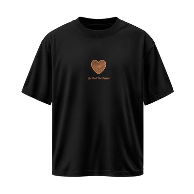 Unisex Oversized Black T-Shirt with Heart Print