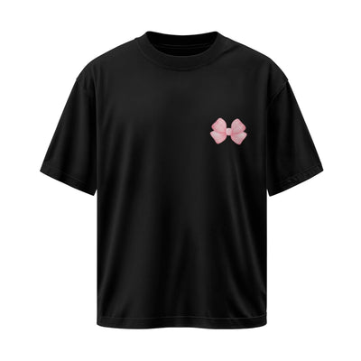 Pookie Pink Bow Print Oversized T-Shirt for Women