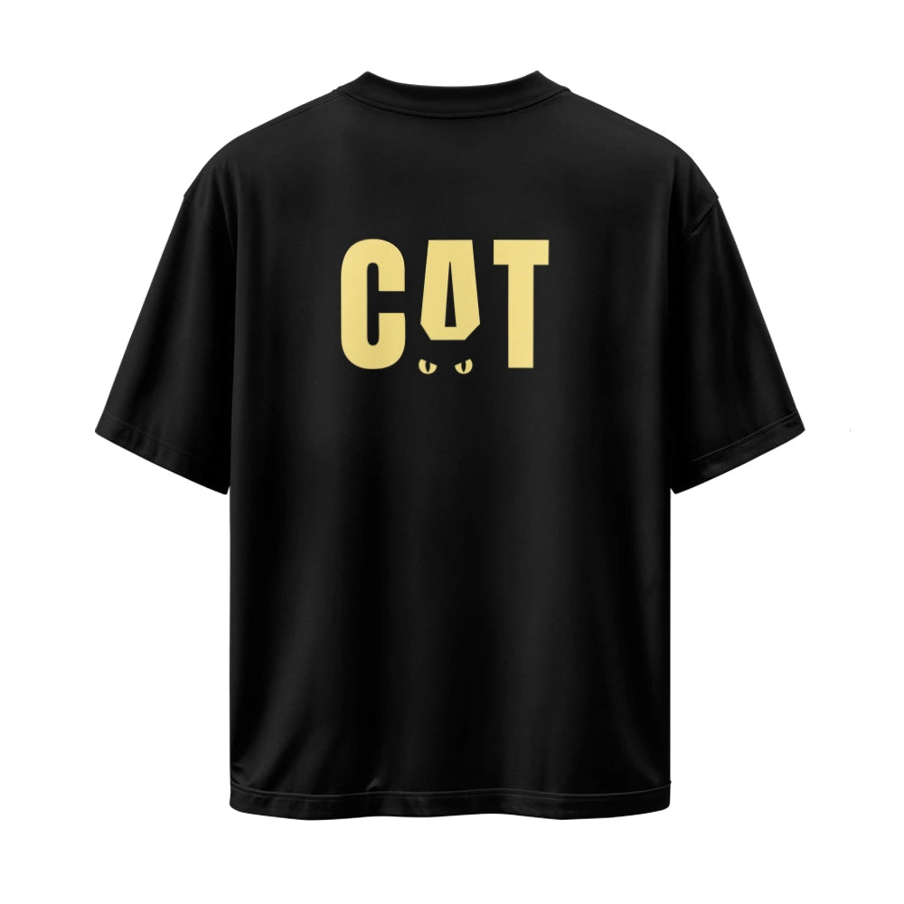 Unisex CAT Printed Oversized T-Shirt | Casual Drop Shoulder Tee