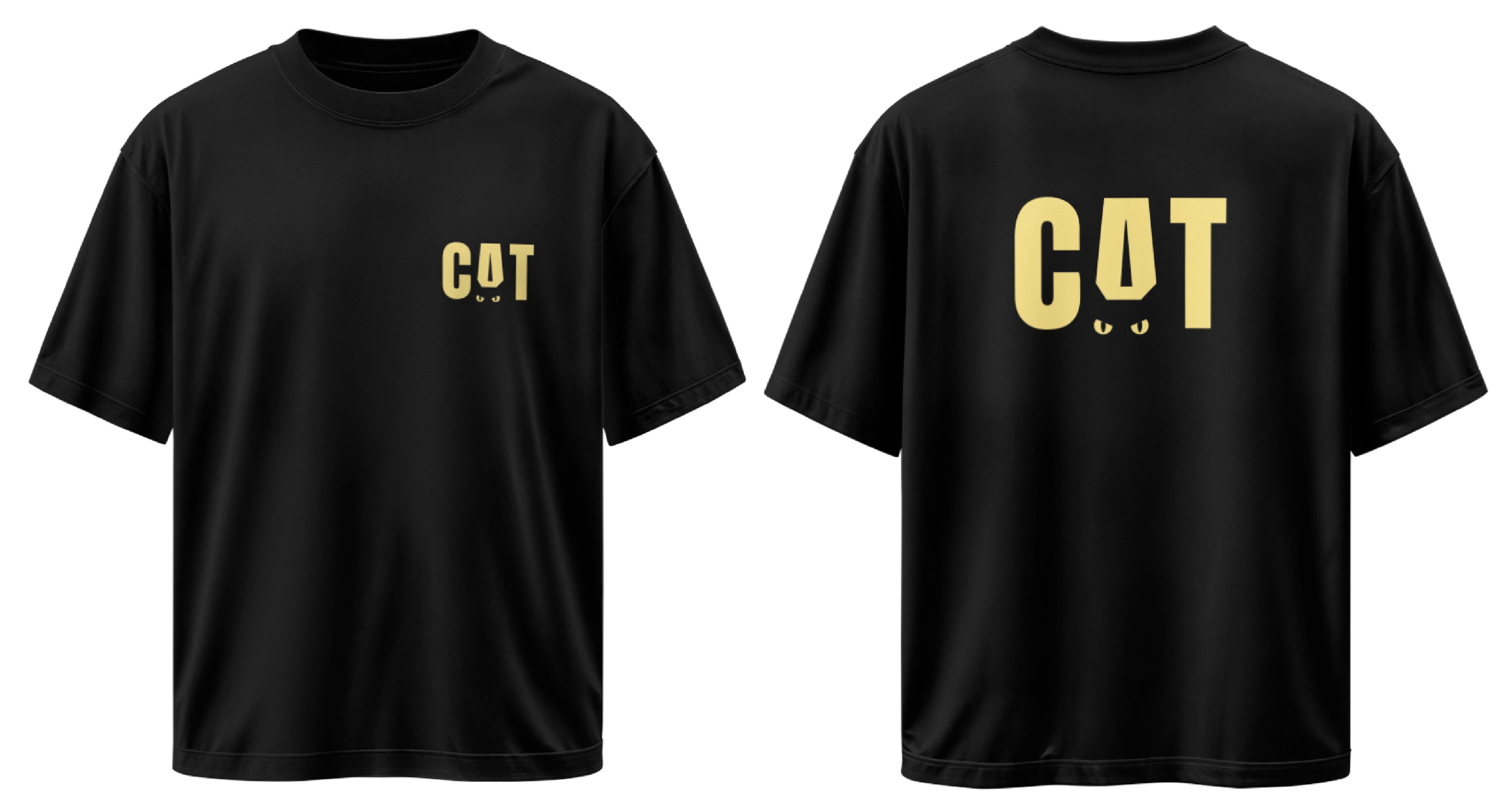 Unisex CAT Printed Oversized T-Shirt | Casual Drop Shoulder Tee