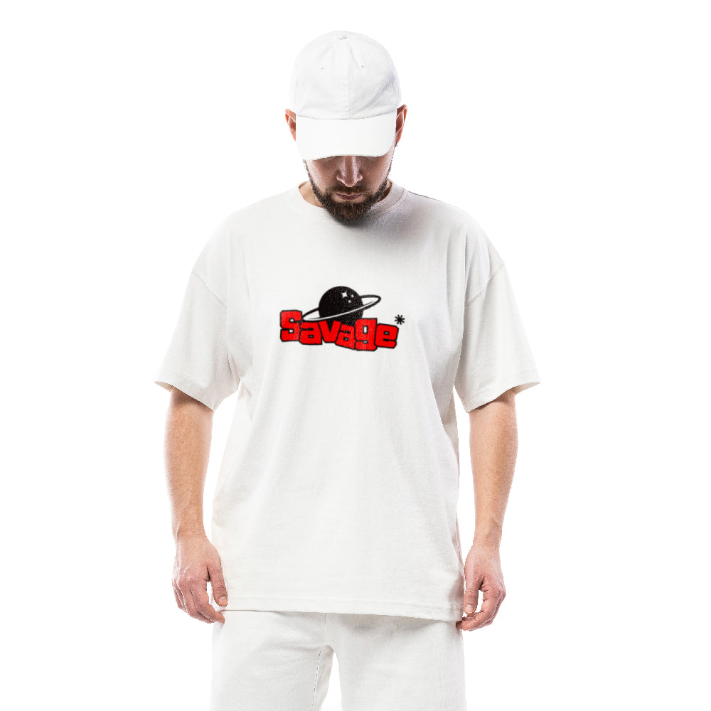 savage t shirt, oversized t shirt, graphic tee men, space print tee, drop shoulder t shirt, cotton t shirts for men, unisex oversized tee, streetwear t shirt, bold printed t shirt, cool tshirts online
