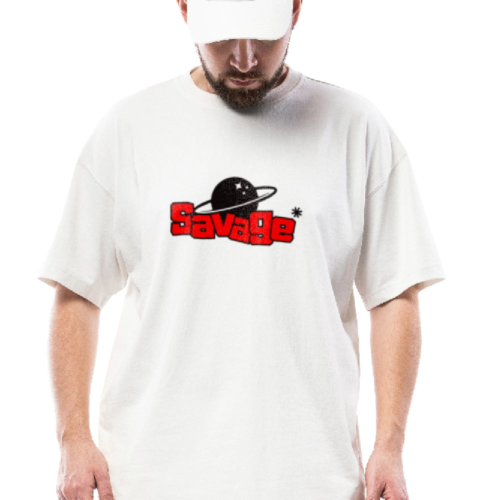 savage t shirt, oversized t shirt, graphic tee men, space print tee, drop shoulder t shirt, cotton t shirts for men, unisex oversized tee, streetwear t shirt, bold printed t shirt, cool tshirts online
