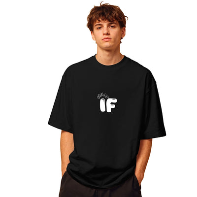 Men's IF What Black Oversized Cotton T-Shirt