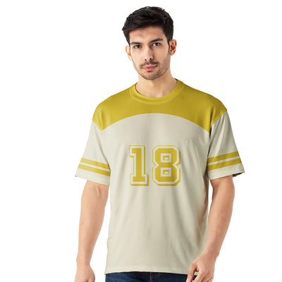 Yellow Printed Oversized Jersey for Men
