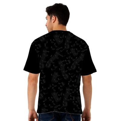 music graphic jersey, men oversized tee, drop shoulder apparel, streetwear concert top, festival fashion shirt, colorful soundwave print, relaxed fit jersey, band style clothing, artistic graphic top, casual black tee