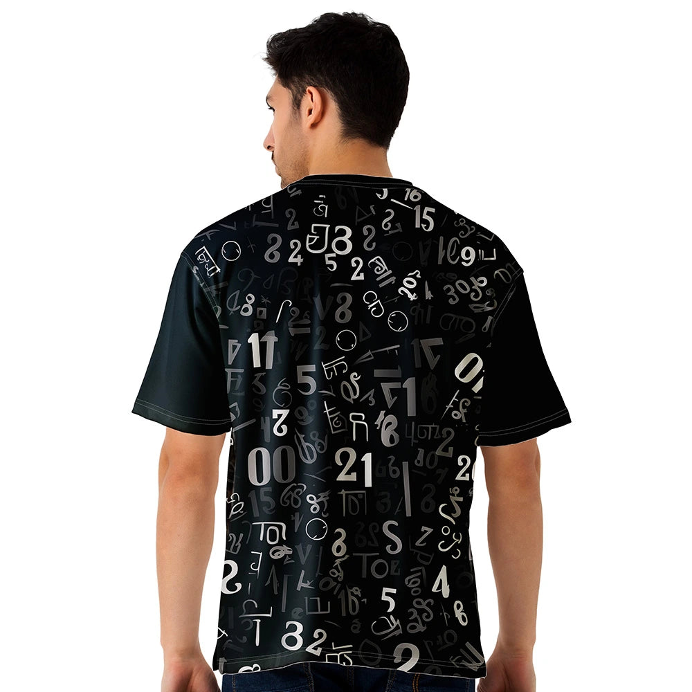 Typography Numbers Print Baggy Fit T Shirt | Men’s Oversized Jersey