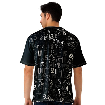 Typography Numbers Print Baggy Fit T Shirt | Men’s Oversized Jersey