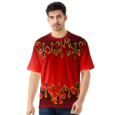 Men Oversized Red Flame Jersey