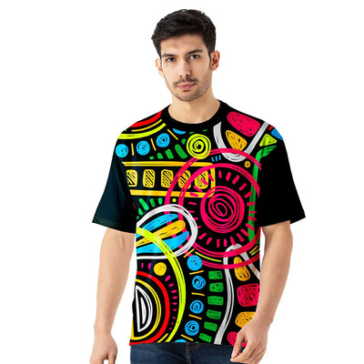 Men's Oversized Multicolor Abstract Graphic Jersey
