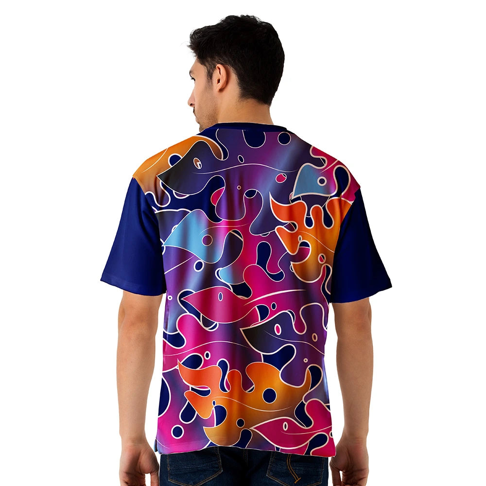 men oversized jersey, baggy jersey t-shirt, drop shoulder jersey, multicolor abstract jersey, oversized graphic tee men, loose fit t-shirt men, streetwear jersey, trendy men’s oversized tee, bold print jersey, abstract design shirt men, baggy fit tshirt, oversized fashion india, streetwear t-shirt men, vibrant graphic tee, unisex oversized jersey