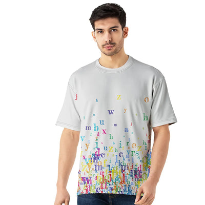 Printed Typography Oversized Jersey T Shirt Men