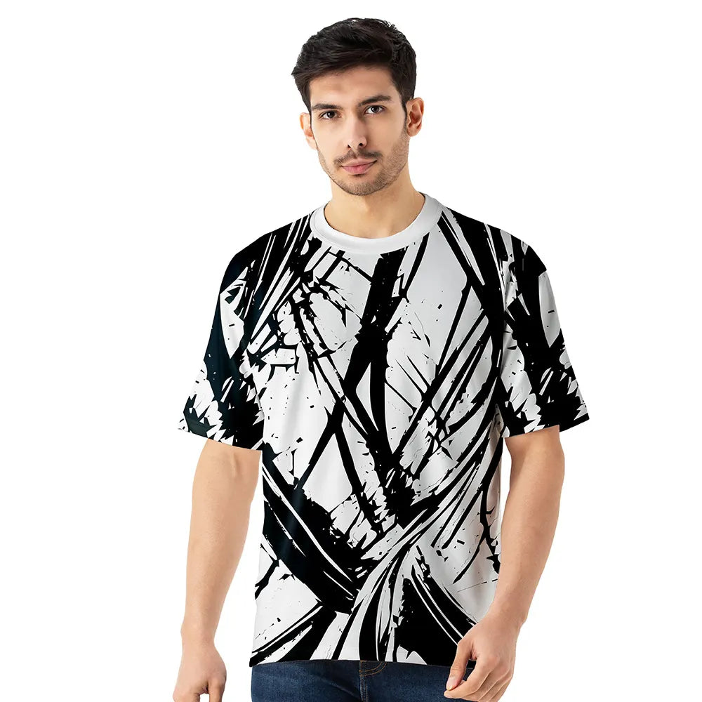 mens oversized jersey, abstract print t shirt, multicolor graphic tee men, all over print jersey, streetwear t shirt for men, breathable jersey top, trendy oversized graphic tshirt, festival wear tshirt men, colourful print mens fashion tee, urban street style jersey