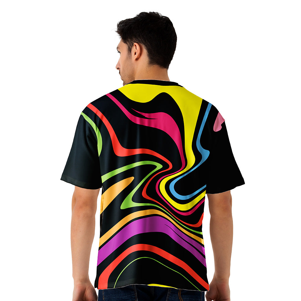 Neon Psychedelic Abstract Oversized Jersey Tee | Rave Party T shirt