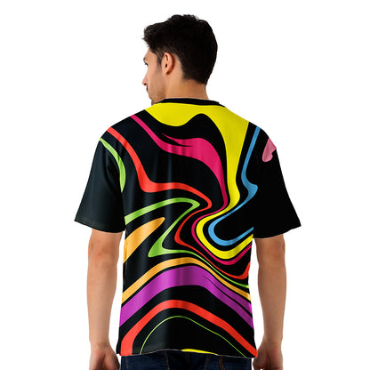 Neon Psychedelic Abstract Oversized Jersey Tee | Rave Party T shirt
