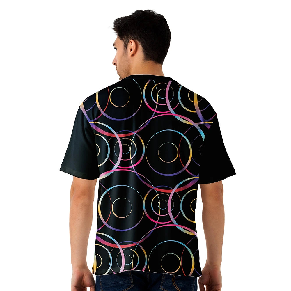 Men Oversized Jersey T Shirt | Neon Abstract Heart Graphic Streetwear