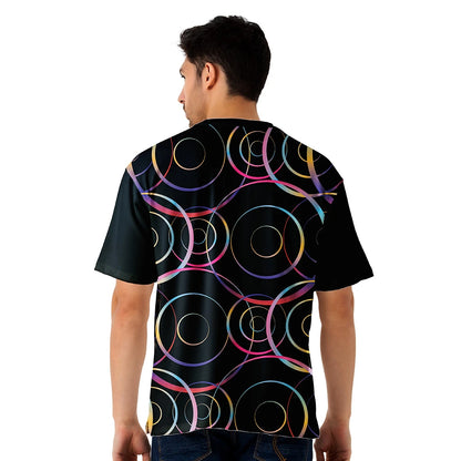 Men Oversized Jersey T Shirt | Neon Abstract Heart Graphic Streetwear