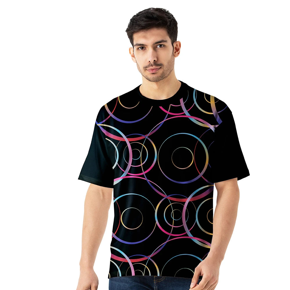 Men Oversized Jersey T Shirt | Neon Abstract Heart Graphic Streetwear