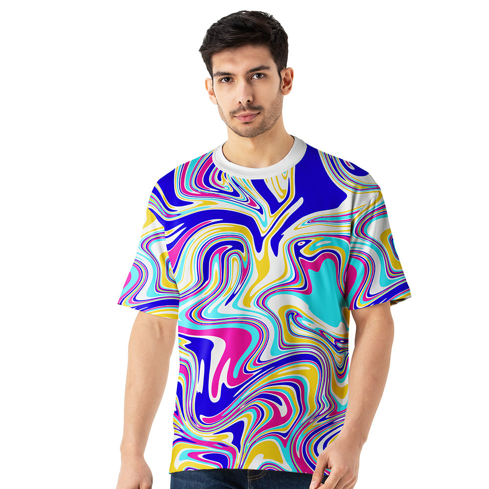 Colorful Swirl Abstract Oversized Jersey Tee – Urban Streetwear For Men