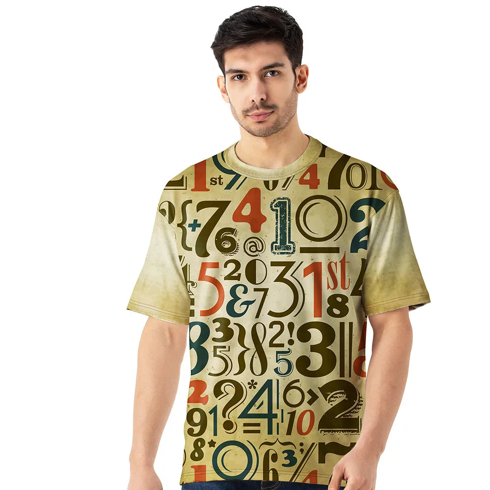 vintage numbers t-shirt, oversized graphic tee men, quirky number print shirt, retro style t-shirt for men, casual funky oversized tee, premium graphic numbers t-shirt, men’s trendy printed oversized shirt, streetwear numbers design t-shirt