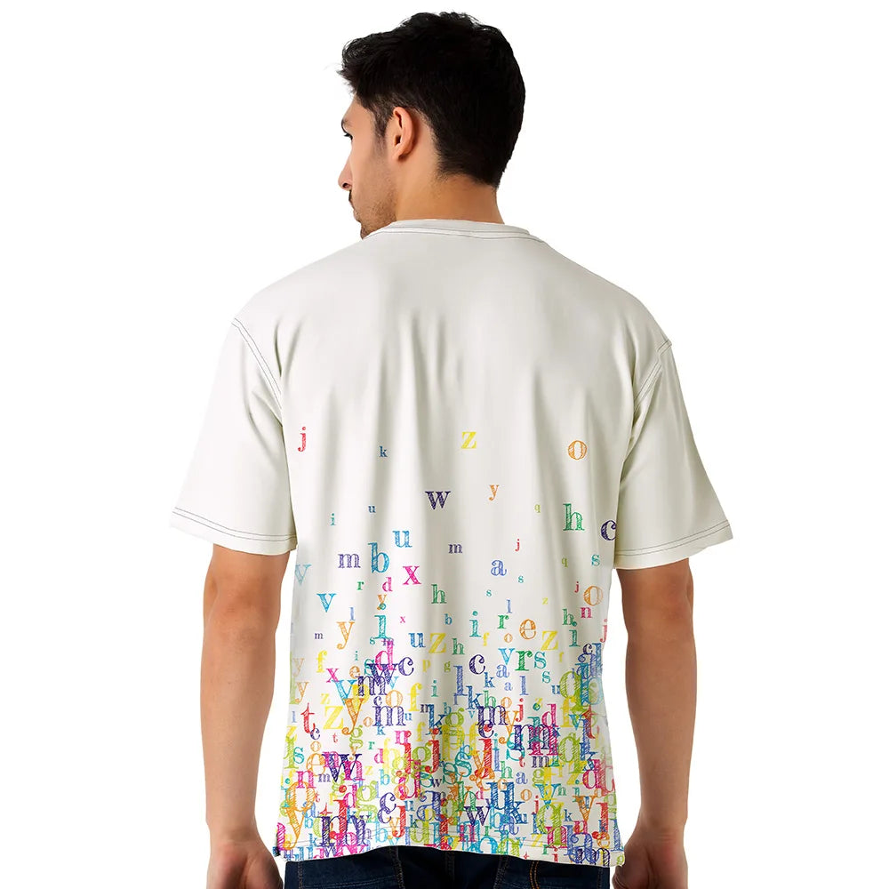 Printed Typography Oversized Jersey T Shirt Men | Funky  ABCD Baggy Streetwear