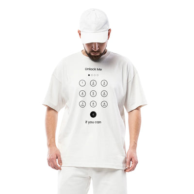 Oversized Unlock Me Printed T-Shirt for Men