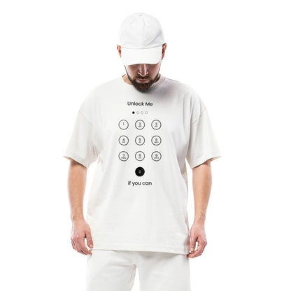 Oversized T-Shirt for Men, Drop Shoulder T-Shirt, Cotton Oversized Tee, Unlock Me Graphic T-Shirt, Streetwear T-Shirt for Men, Loose Fit Tee, Men’s Casual Wear, Gym Wear Tee, XXXL T-Shirt for Men, Men’s Oversized Cotton T-Shirt