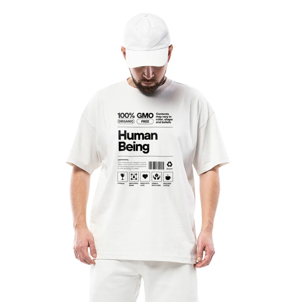 Streetwear Oversized Cotton Tee for for Gen.Z & Millennials| White drop shoulder fit
