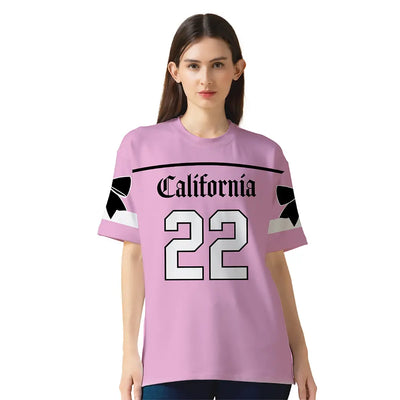 Pink Oversized Sports Jersey T-Shirt