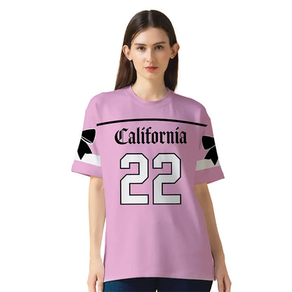 Women Oversized Jersey,California Jersey Tee,Oversized Sports T Shirt,Women Streetwear,Number Print Jersey,Relaxed Fit T Shirt