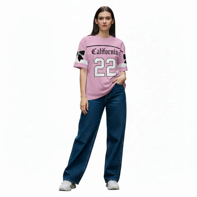 Women Oversized Jersey,California Jersey Tee,Oversized Sports T Shirt,Women Streetwear,Number Print Jersey,Relaxed Fit T Shirt