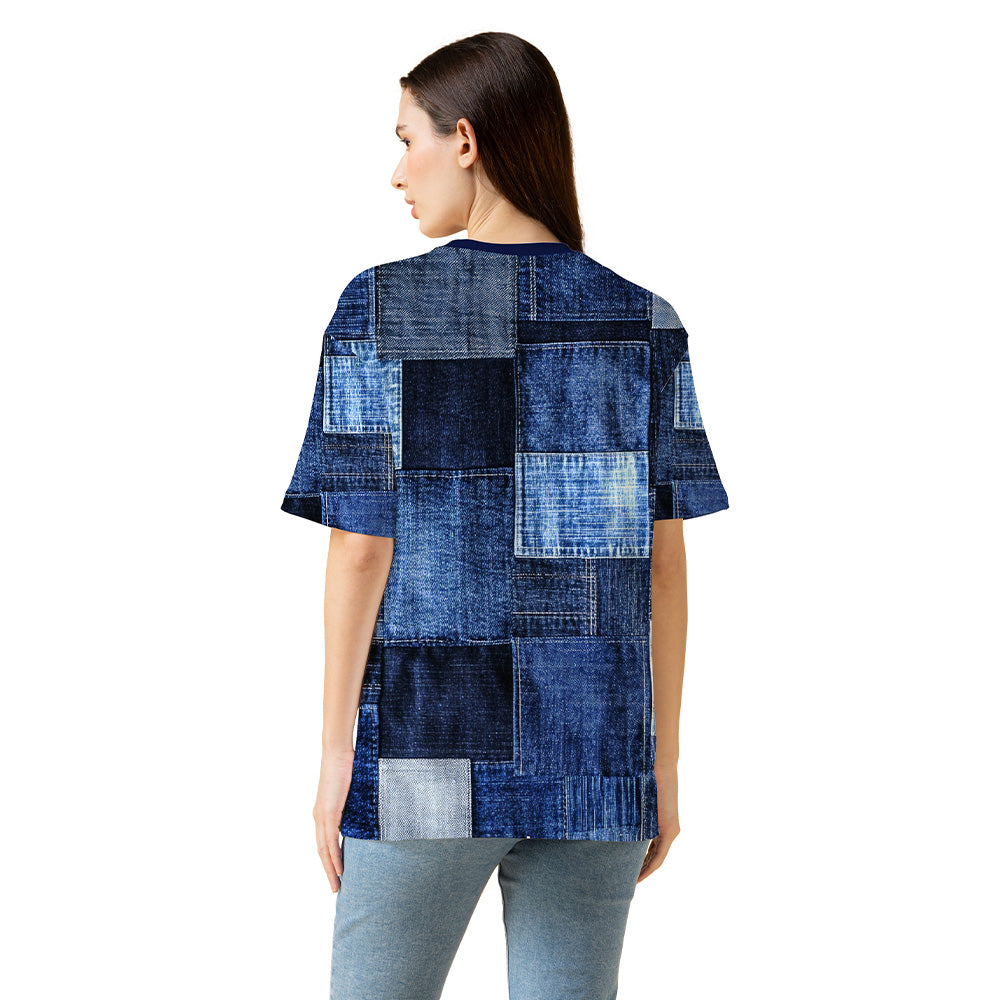 Women’s Oversized Denim Patchwork Jersey – Street Style Edition