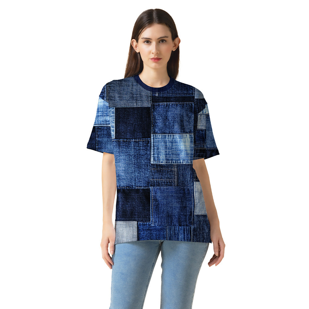 Women’s Oversized Denim Patchwork Jersey – Street Style Edition