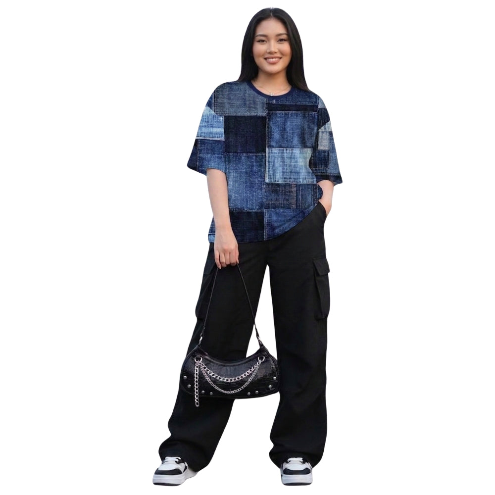 Women’s Oversized Denim Patchwork Jersey – Street Style Edition