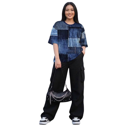 Women’s Oversized Denim Patchwork Jersey – Street Style Edition