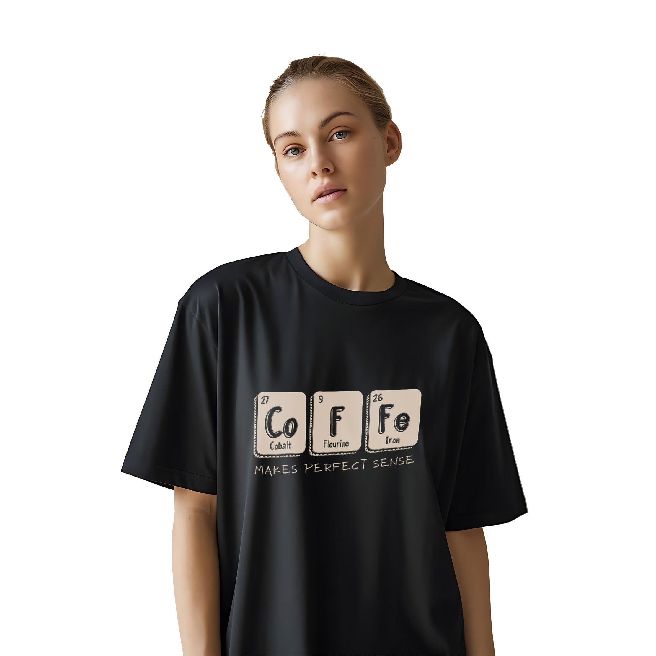 Black Coffee Energy – Oversized Cotton Streetwear Tee for Women