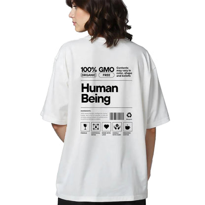 Human Being - Oversized White T-Shirt - Back Print
