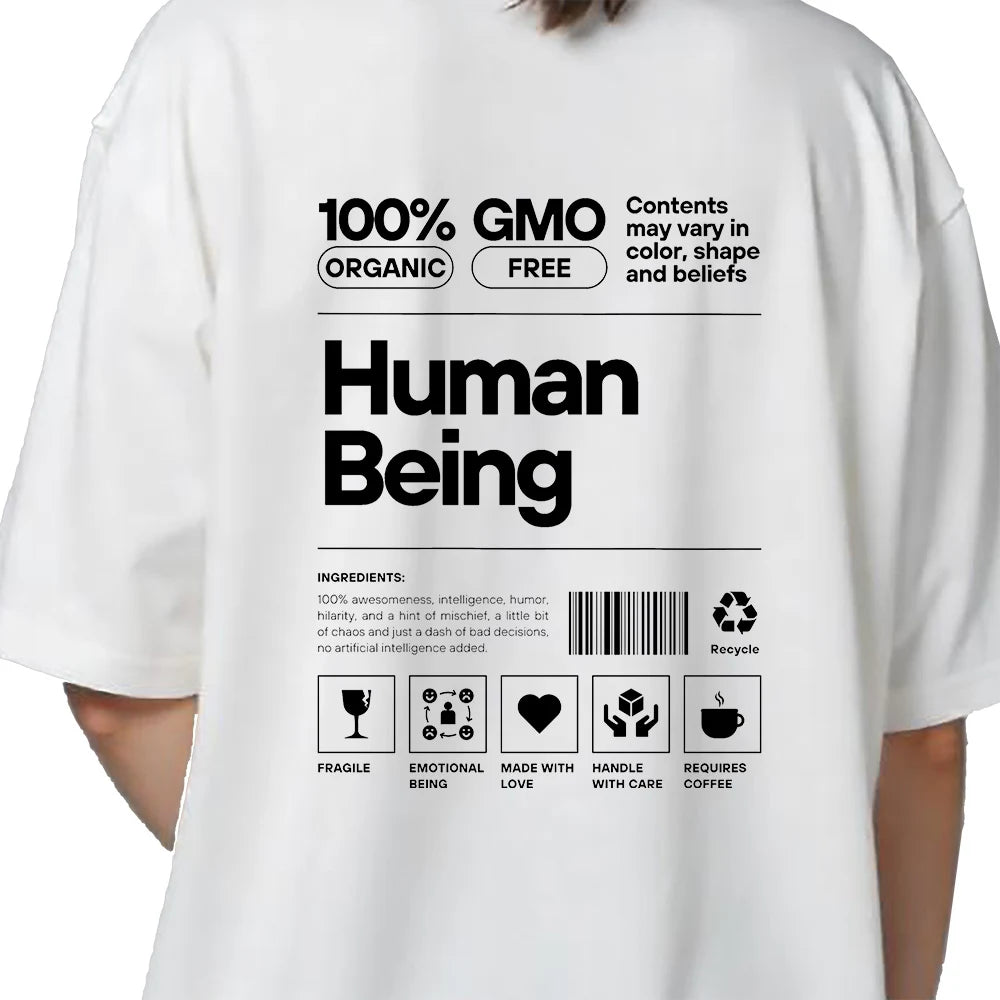 Human Being - Oversized White T-Shirt - Back Print