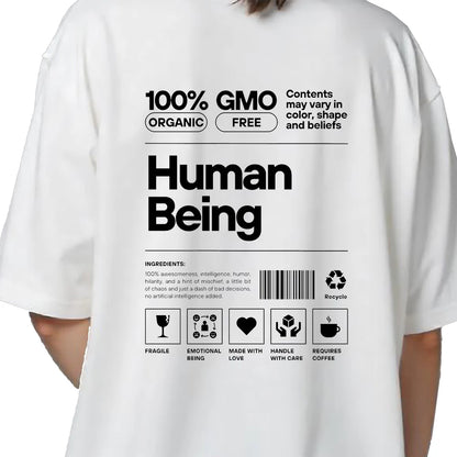 Human Being - Oversized White T-Shirt - Back Print