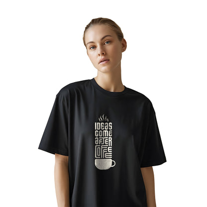 Caffeine State Oversized Tee Shirt for Women – Black Cotton for Creators