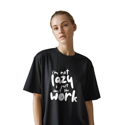 I Am Not Lazy Oversized Black T-Shirt