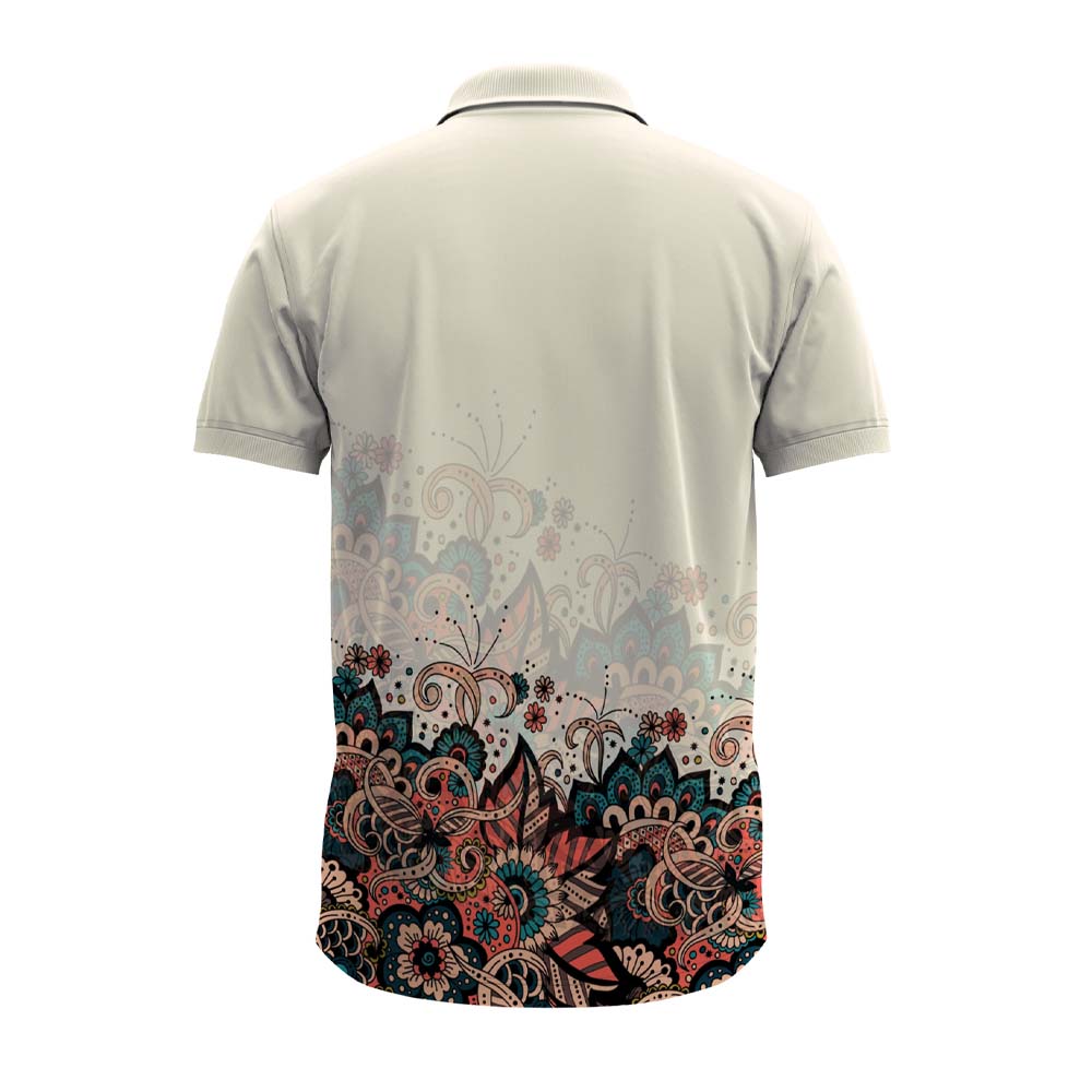 White Paisley Ganesha Polo T-Shirt | Personalised Custom Dry-Fit Jersey