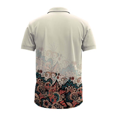 White Paisley Ganesha Polo T-Shirt | Personalised Custom Dry-Fit Jersey