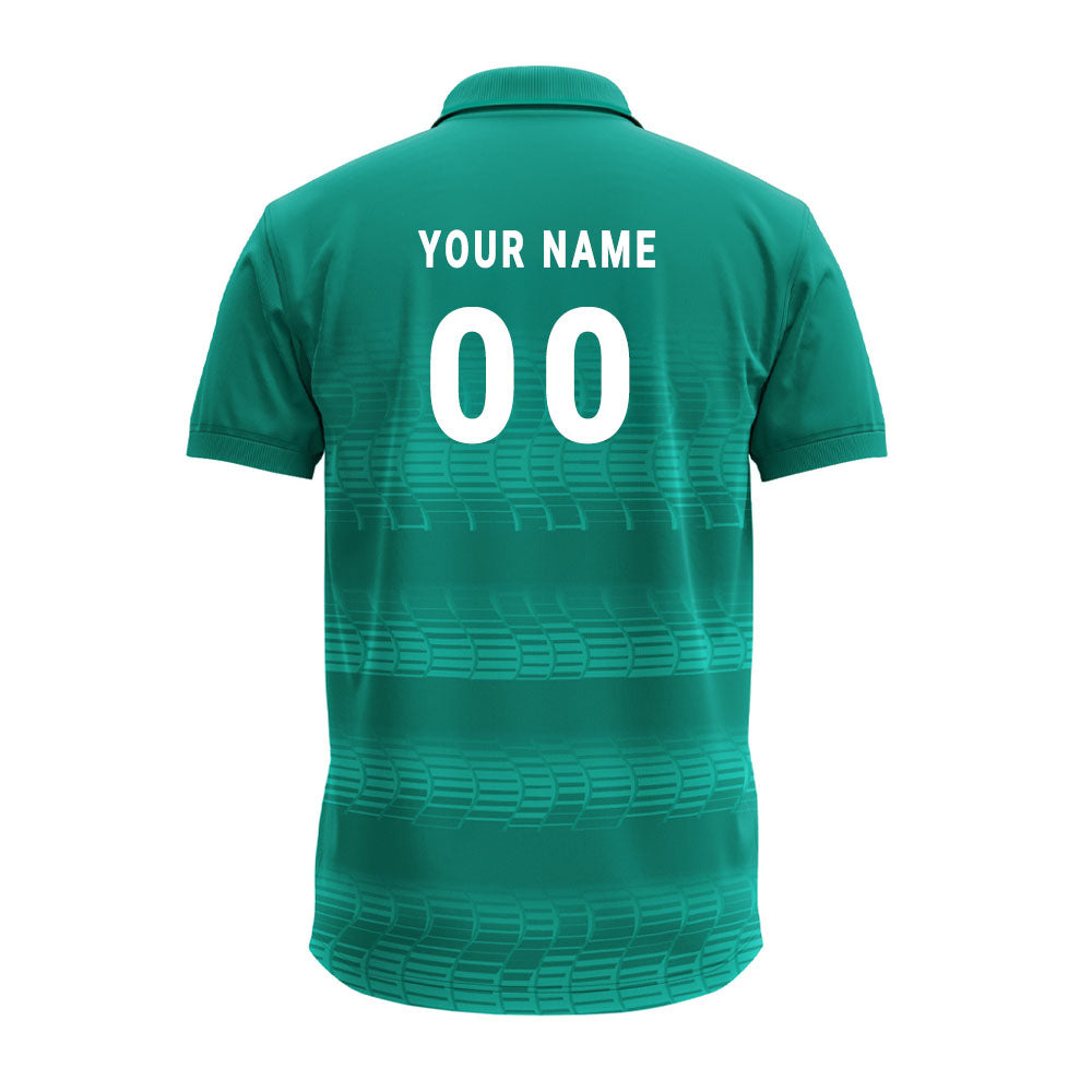 Green Ganpati polo jersey back with name and number personalisation