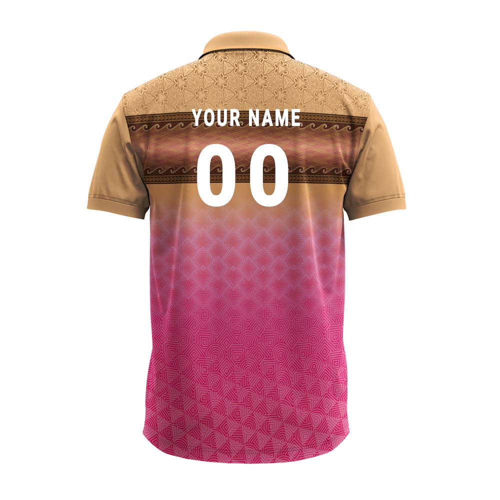Pink gradient Ganpati polo jersey back with name and number personalisation