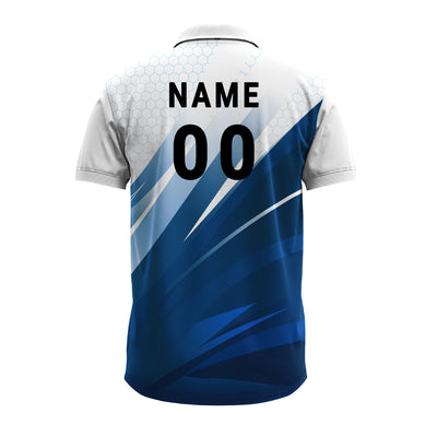 Custom Blue Velocity Pro Men’s Cricket Polo Jersey | Sublimated Sportswear
