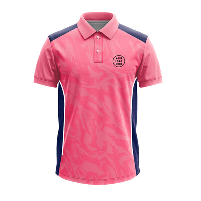 Custom Pink Performance Polo Jersey with Mesh Panels & Logo