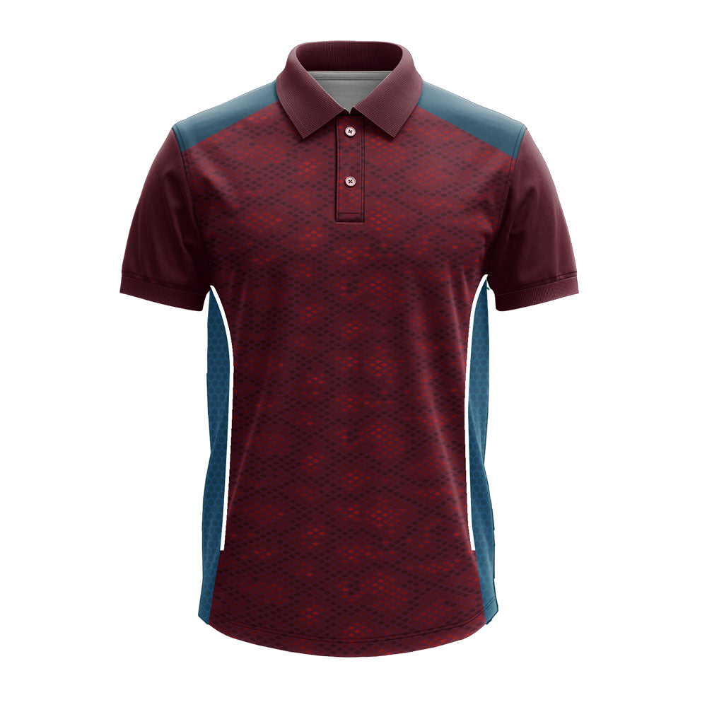 Custom Premium Polo Jersey with Side Mesh Panels | Maroon Corporate Team T-Shirt