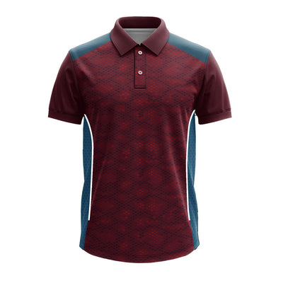 Custom Premium Polo Jersey with Side Mesh Panels | Maroon Corporate Team T-Shirt